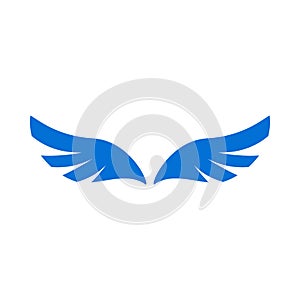 A pair of blue angel wings icon, simple style