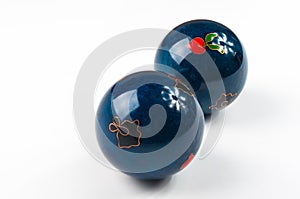 Pair of blue Chinese balls Baoding