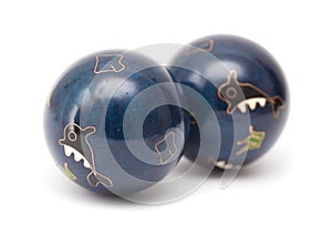 Pair of blue Chinese meditation balls