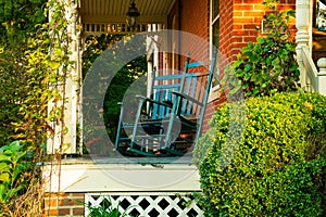 Pair of blue rocking chairs