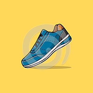 pair blue textile sneaker sport shoes.