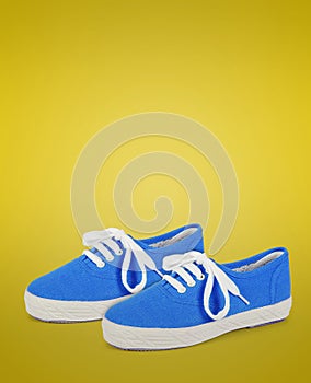 Pair of blue unisex and kids sport shoes