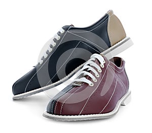 Pair of bowling shoes isolated