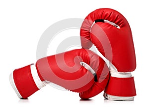 Pair of boxing gloves on white background