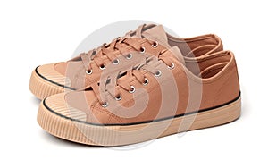 Pair of brown canvas sport shoes