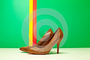 Pair of brown high heels