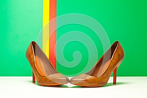 Pair of brown high heels