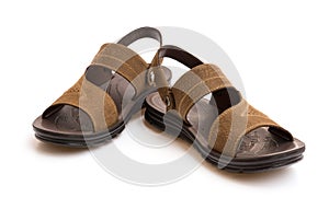 Pair of brown leisure sandal