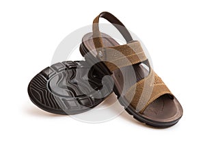 Pair of brown leisure sandal