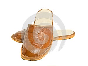 Pair of brown mens house slippers