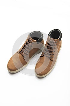 Pair of Brown Shoes Isolated on White Background