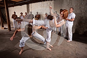 Pair of Capoeria Performers Fighting