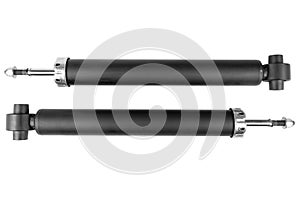 Pair car shock absorber isolated on white background. New auto shock absorber from a car on a white background with clipping path.