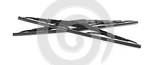 Pair of car windshield wipers on white background