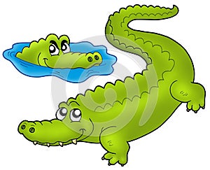 Pair of cartoon crocodiles photo