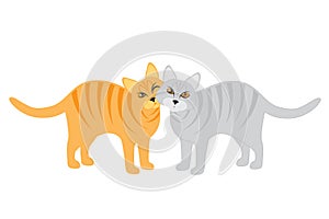 Pair of Cats Snuggling vector Illustration