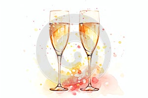 A pair of champagne flutes clinking together Valentine Day background