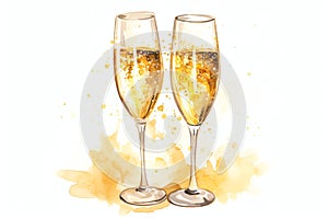 A pair of champagne flutes clinking together Valentine Day background