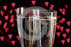 Pair of champagne flutes for Valentines Day