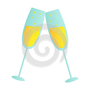 Pair of champagne glasses, set of sketch style vector