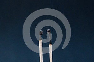 Two charred match sticks