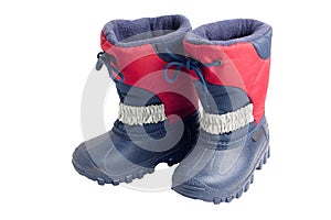 Pair of child's winter boots with rubber sole