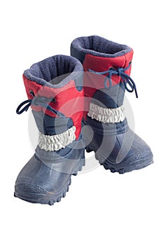 Pair of child's winter boots with rubber sole