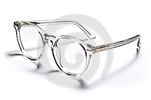 Pair of Transparent Acetate Eyeglasses Isolated on White Background, Generative AI photo
