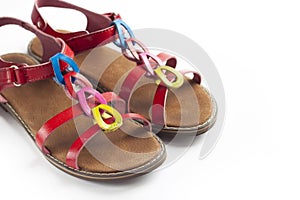 Pair of colorful female sandals