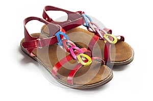 Pair of colorful female sandals