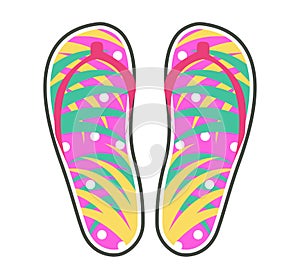 Pair of Colorful Flip-Flops Flat Vector Icon