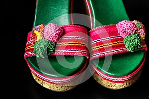 A Pair of Colorful High Heel Sandals