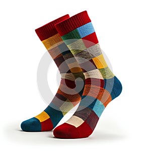 Pair of colorful socks isolated on white background