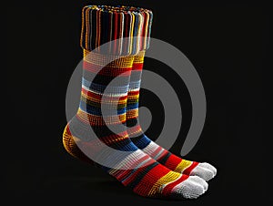 A pair of colorful socks with stripes on them