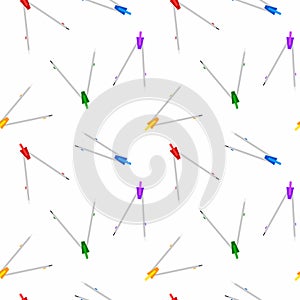 Pair of compass, office school seamless pattern.
