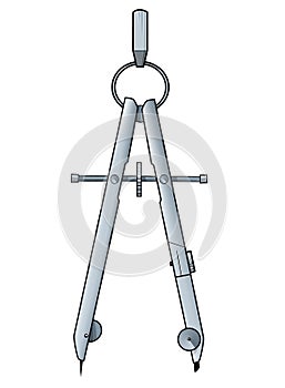 Pair of compasses on white background photo