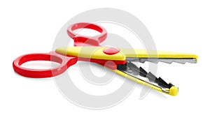 Pair of craft scissors on white