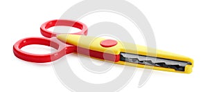 Pair of craft scissors on white