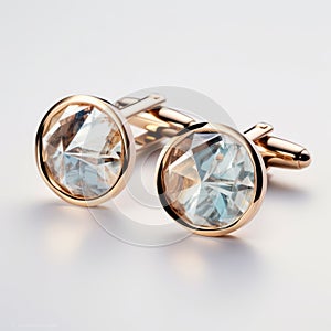 Rose Gold Aqua Topaz Cufflinks With Zircon Drawing photo