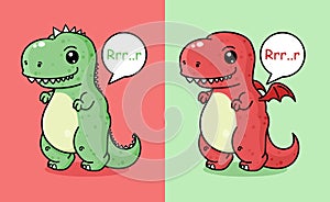 A pair of cute dinosaur mascot vectors