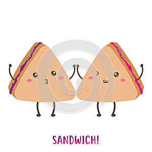 Pair of cute happy sandwich vector design