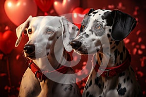 A pair of Dalmatians shares a bond of love and companionship