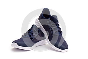 Pair of Dark Blue Sneaker on iSolated White Background