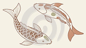Pair of Decorative Koi Fish in Water, vector design Generative AI