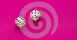 Pair of dice for board game - Rhodamine red eva rubber background