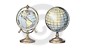 Pair of Diverse World Globes Illustration, vector design Generative AI