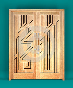 2 Main Door Design, Has a Design Model of the Names of Allah and Muhammad in the Form of 3d Illustrations photo