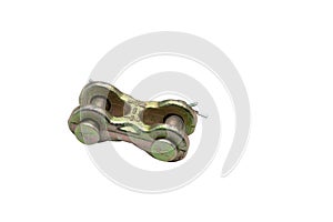 Pair of double metal chain clevis links isolated on a white background