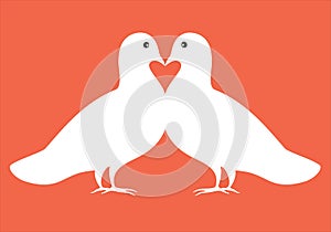 Pair of doves in love illustration valentine card