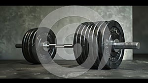 A pair of dumbbells on a concrete floor photo